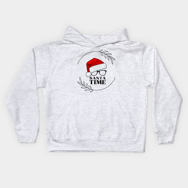 Santa Time (hat and glasses) Kids Hoodie by PersianFMts